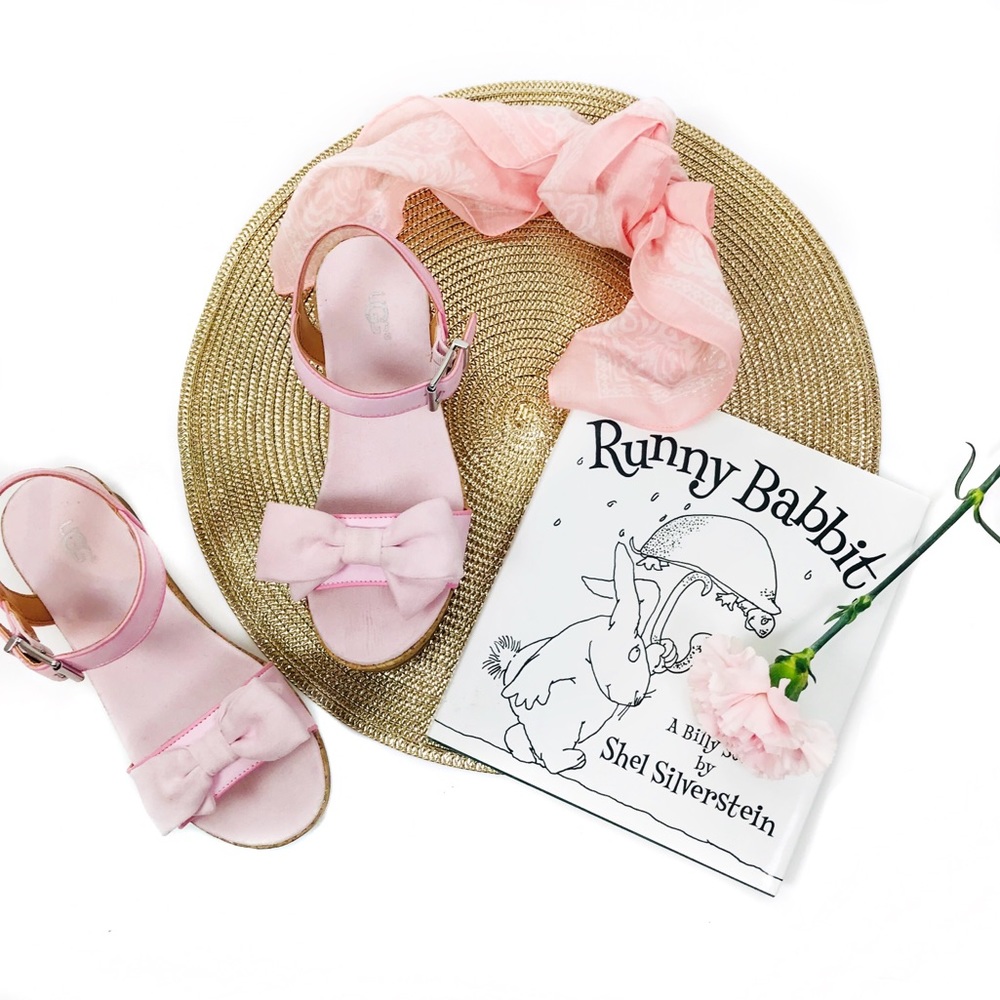 Ugg pink bow wedge sandals